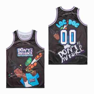 Men's Don't Be a Menace #00 Loc Dog Basketball Jersey Hip Hop Party Movie Black