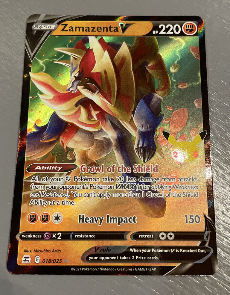 Pokémon Celebrations 018/025 Zamazenta V Holo Rare NM – Cars N Cards