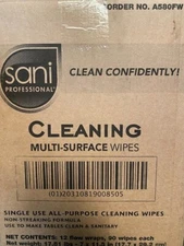 SANI  Multi-Surface Cleaning Wipes, 90/Pack, 12 Packs (A580FW)
