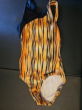 Dance Jazz Costume Body Suit Stretch Animal Print Gold Black Girl Sz