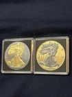 2023 ASE Silver Eagle Set Gold And Ruthenium Finish - Limited ED. 2 Coins!! Unc.
