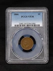 • SEMI-KEY DATE • 1866 INDIAN HEAD 1c PCGS VF30 cent penny vf 30