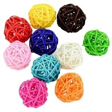 10 Pcs Colorful Rattan Parrot Toy, Bird Training and Interactive Ball Toy