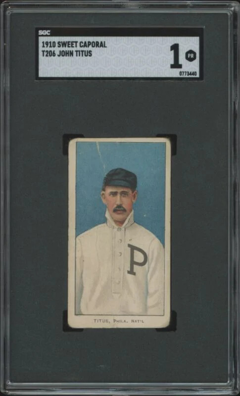 1909 T206 JOHN TITUS POOR SWEET CAPORAL 350 SGC 1 BASEBALL PHILADELPHIA PHILLIES