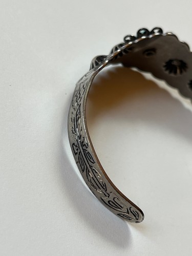 Old Pawn Nicely Stamped Southwest Nonmagnetic Silver Tapered Cuff Bracelet w - Picture 8 of 11
