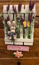 Spring Door/wall Hanger - handmade Spring bunny, butterflies, garden decor