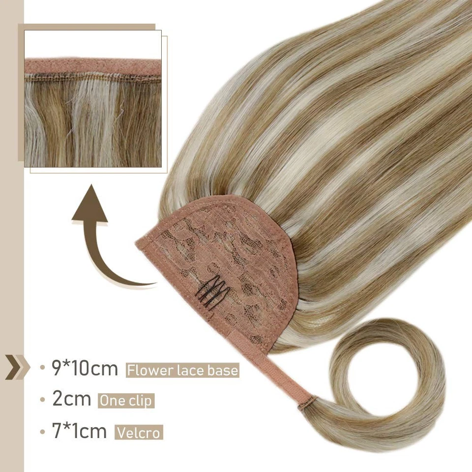 Pferdeschwanz Ponytail Extensions Echthaar Haarverlängerung Clip in Glattes Haar - Bild 3 von 4