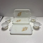 3 Set / Vintage  Anchor Hocking Fire King Set Golden Wheat Hostess Harvest