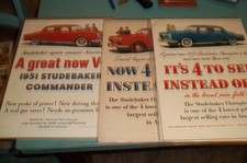 Lot Of 4 Vintage Print Ad By Studebaker Champion Commander 1950s Vg