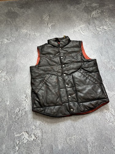 RRL Ralph Lauren Suede-Yoke Quilted Down Vest Jacket Coat Puffer Men's Size S - Picture 3 of 22