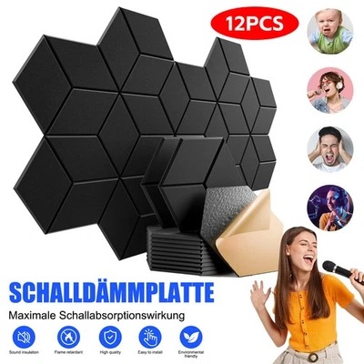 MARKENLOS 12 Stück Kunst Akustik Paneele Selbstklebend Hexagon Deko Platten 30x26cm