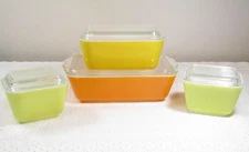 PYREX Citrus Daisy Orange&Yellow Refrigerator Dish Complete Set-8 Pc.  501-503