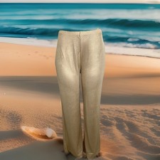 NWT ZARA Gold Shimmer Summer Lightweight Wide Leg Coverup Beachy Pants Women’s M