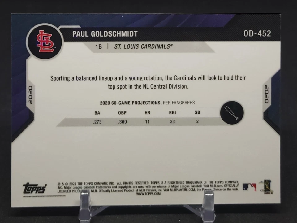 2020 Topps Now Summer Camp Paul Goldschmidt #OD-452 St. Louis Cardinals - Image 2 of 2