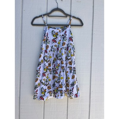 Canifa Girls Cotton Summer Sun Dress, Tropical Fruits, Size 8