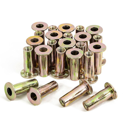 25Pcs M8 Multi Grip Rivet Nuts Pre Bulbed Shank Carbon Steel Color-Zinc-Plated F