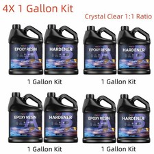 4X 1 Gallon Kit - Crystal Clear Epoxy Resin 1:1 - DIY Art Craft Bluk 4 Gallons 