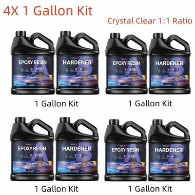 4X 1 Gallon Kit - Crystal Clear Epoxy Resin 1:1 - DIY Art Craft (Bluk 4 Gallons)