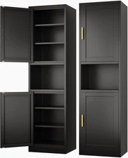 Tall Narrow Storage Cabinet 66.93" H Tall Bathroom Cabinet Metal Pantry Cabinets