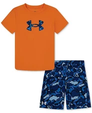 Under Armour Toddler & Little Boys Logo T-Shirt & Printed Shorts, 2 Pc Set Sz 5