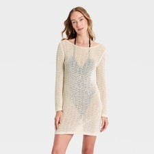 Women Mini Knit Dress - A New Day Cream S