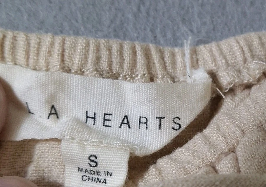 L.A. Hearts Womens Smocked Romper Small Beige Oatmeal Boho Ruffle Strap Playsuit - Image 4 of 4