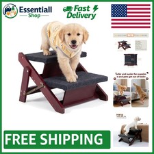 Nonskid Wooden Pet Steps: 2-in-1 Adjustable Ramp and Stairs for Elderly Pets