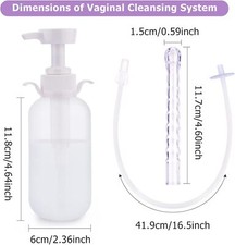 300ml Pump Action Douche Enema Bottle with Nozzle Vaginal Anal Cleaning Kit