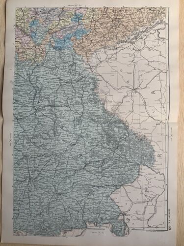 1891 Southeast Germany Hand Coloured Original Antique Map by G.W. Bacon