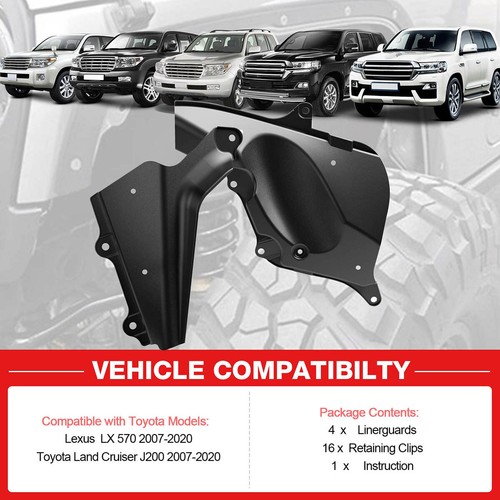 4PCS Fender Liners Seal Guard Splash Shield for Toyota Land Cruiser LX570 J200 - Picture 5 of 10