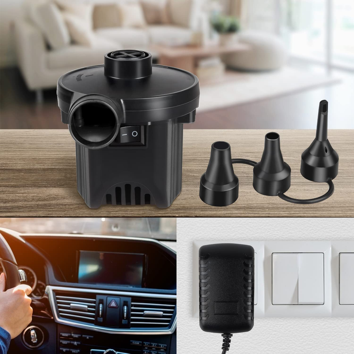 Pompa Elettrica, 6000mAh Pompa Elettrica Per Materasso Gonfiabile Può Essere Rapida Per Gonfiare E Sgonfiare, Adatto Per Materasso Gonfiabile, Materassino Campeggio, Piscina Gonfiabile Air Pump - Foto 12