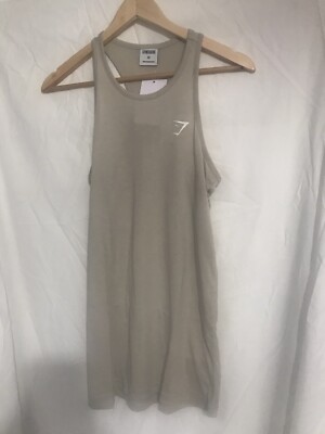 Gymshark Womens Drop Arm Training Tank Pebble Grey Size XS