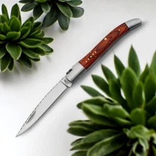 FOLDING POCKET KNIFE | 4" Rite Edge French Style Filework Spine Wood Handle EDC