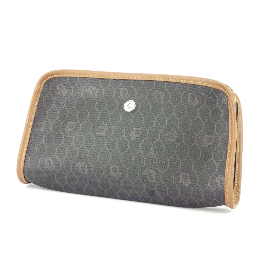 Sac pochette Dior PVC à base de logo ?~ cuir authentique d'occasion T9903