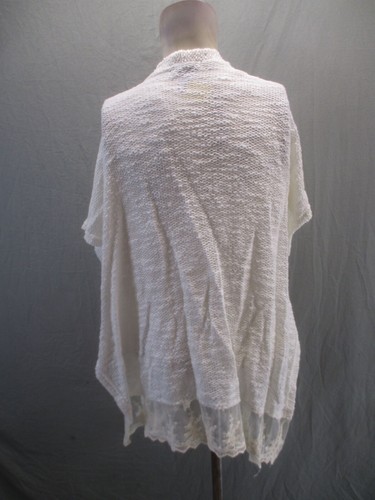 NWT SWEATER PROJECT Size M Womens White Lace Cotton Short Sleeve Cardigan 220 - Picture 4 of 6