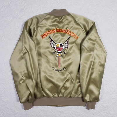 Vintage American Indian Society Jacket Large Gold Washington DC