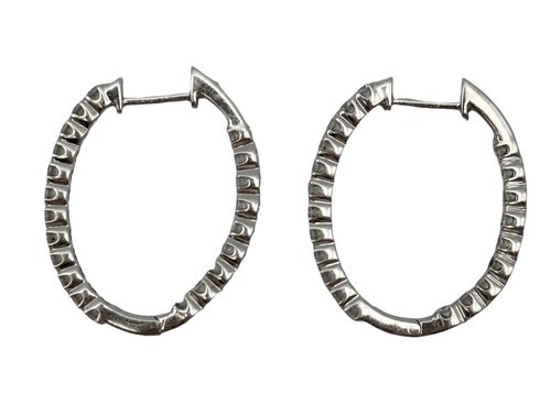 Authentic 14K White Gold 1.25 CTW Lab Grown Diamond Hoop Earrings - Picture 8 of 8