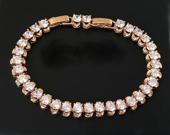 Deluxe Tennis Armband Zirkonia Kristalle 750er Gold 18K vergoldet 17- 18,5 cm - Bild 4 von 4