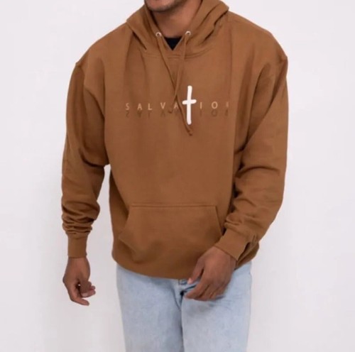 Felpa con cappuccio uomo Salvation Ephessians stampata 2:8 taglia 2XL ampia morbida oversize Y2K - Foto 2 di 15