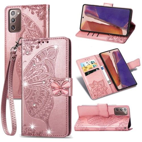 Bling Butterfly Wallet Card Strap Case Cover For Samsung Galaxy S20 FE 5G/4G - Picture 15 of 26
