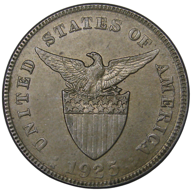 PHILIPPINES 1925 M 5 Centavos KM# 164 Choice AU - Scarce