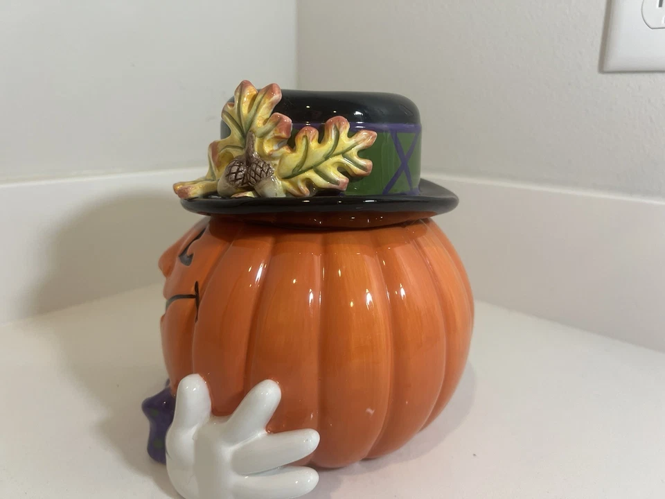 FITZ AND FLOYD ESSENTIALS Derby Pumpkin 2063/36 HALLOWEEN Lidded Ceramic BOX - Image 4 of 4