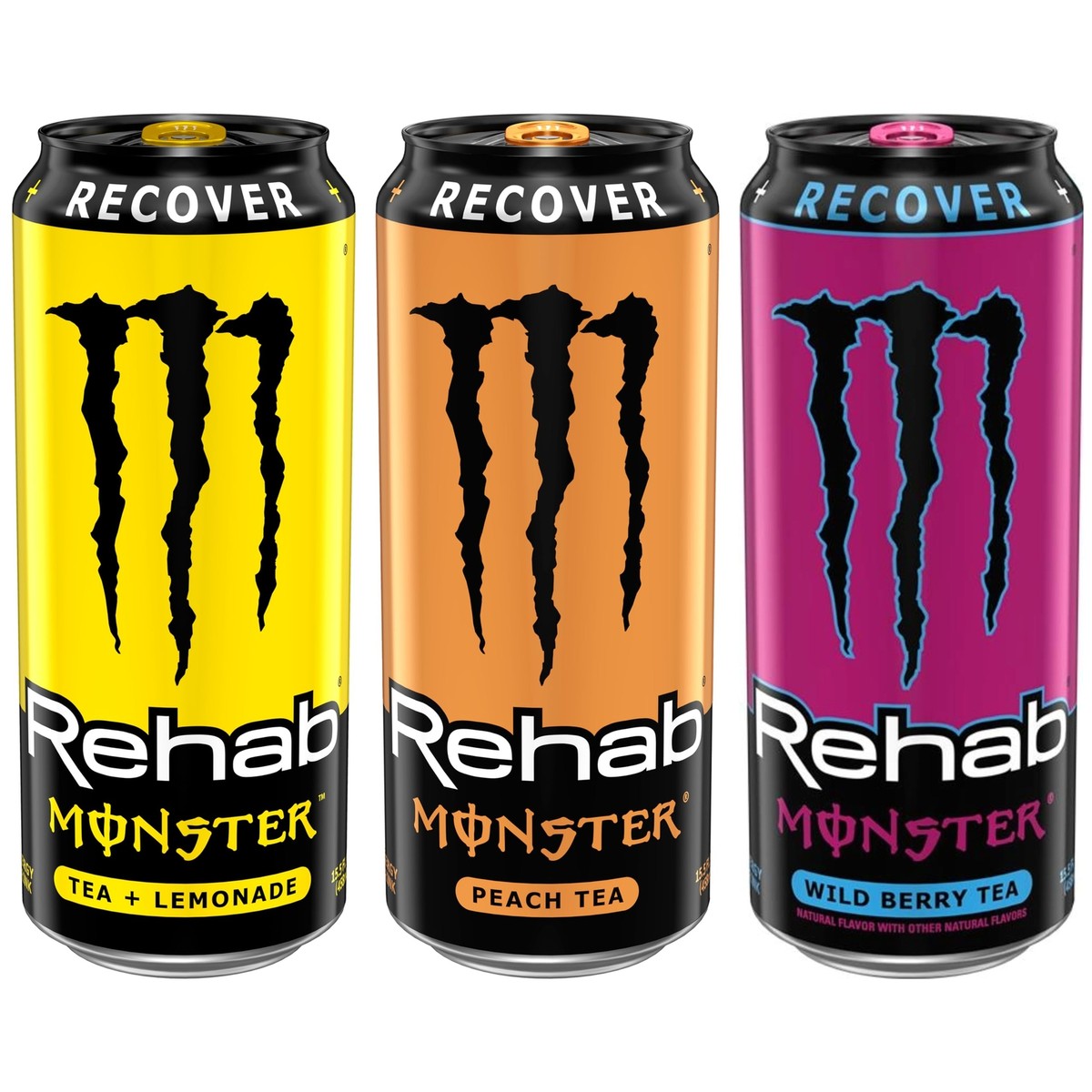 Monster Energy Rehab Tea + Lemonade Peach Tea Wild Berry Tea