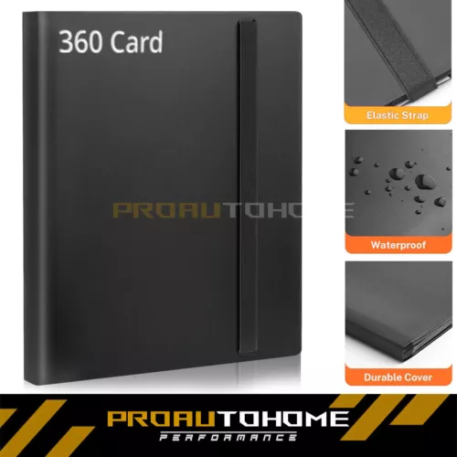 360 Card Pocket Binder with Elastic 9 Pocket Trading Cards Album Folder, Black