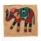 Elephant Burlywood Embroidered Applique Patchwork Cotton Cushion Cover Case Sj