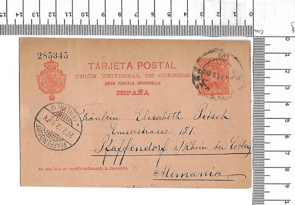 1902 Espana Tarjeta Postal MI P 38 ii "A PO" größere Buchstaben 10 CENT. ; 61476 - Bild 1 von 2