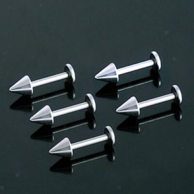 10pcs Silber Edelstahl Labret Lippe Ring Spike Stud Piercing Chip Bars