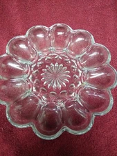 Vintage 10”Clear Hobnail Indiana Glass Deviled Egg Platter Plate Holds 12 Eggs