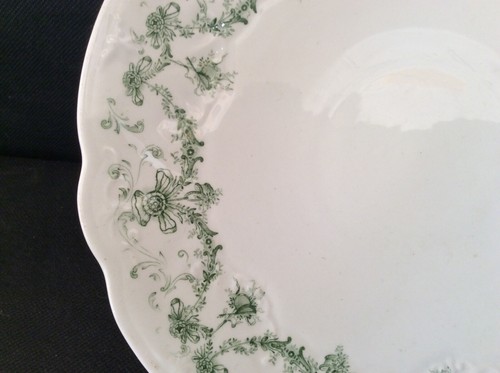 ancien compotier et ravier porcelaine anglaise signer England guirlande verte - Imagen 5 de 21