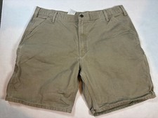 VTG Y2K Carhartt Men  s 42 Canvas Carpenter Utility Tan Cotton Shorts B185 TAN